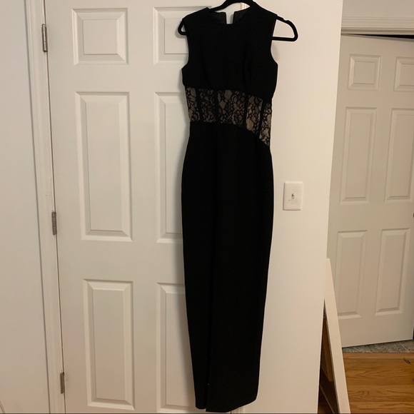 SOLD Rasario black lace slit long dress gown - Picture 5 of 7